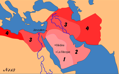 expansion arabe sous les trois premiers califes