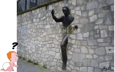 Man walking through a wall.