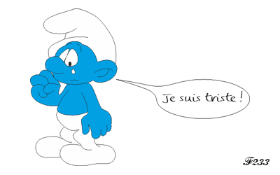 Baby Smurf describing his sadness.