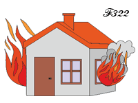 Maison en flammes.