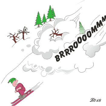 Skieur sur une piste d'avalanche.