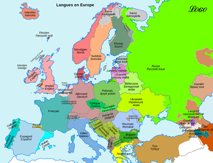 Carte de l'Europe des langues.